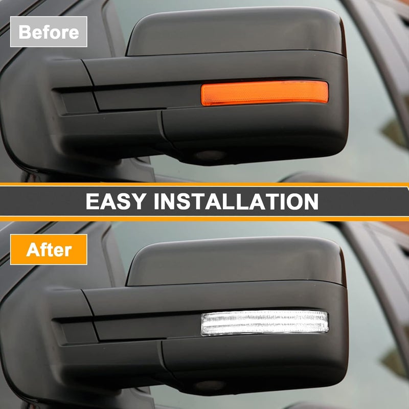Aexploer Side Mirror Turn Signal Lights LED Assembly Compatible with F150 2009-2014/for Mark LT 2010-2014,Blink Turn Marker Lamp (Clear Len White Light) - Image 3